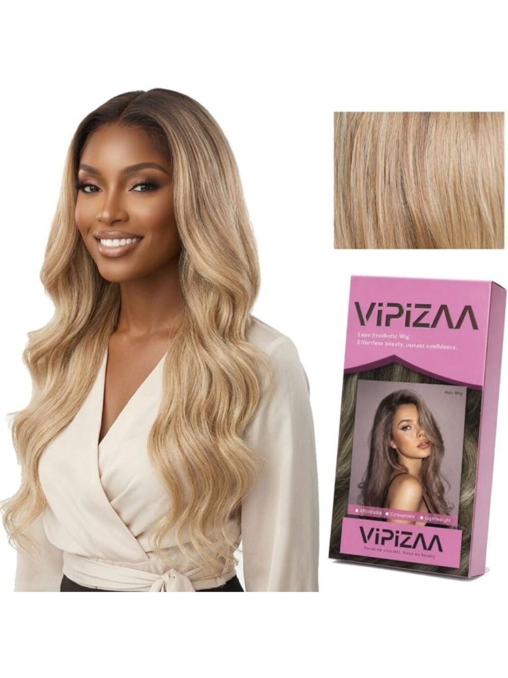 26-Inch Ash Blonde Glueless Lace Front Wig | Easy Wear & Go, Soft Fiber for